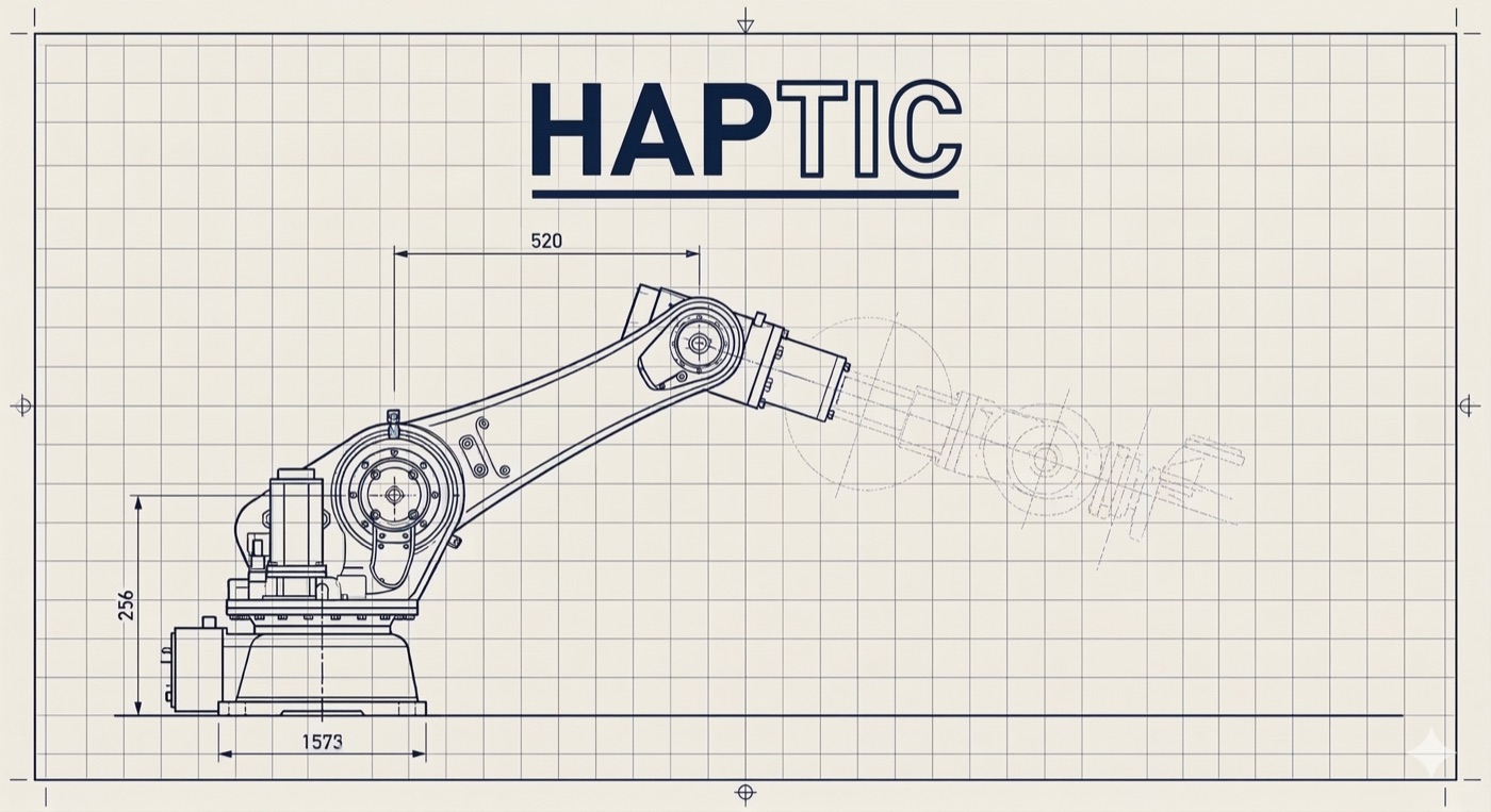 Half-drawn blueprint schematic of a robot arm
